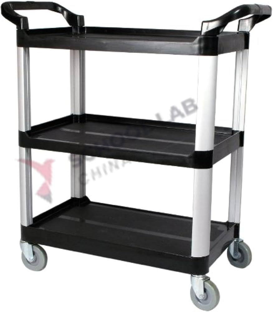 Plastic Tray Trolley with 3 Shelves